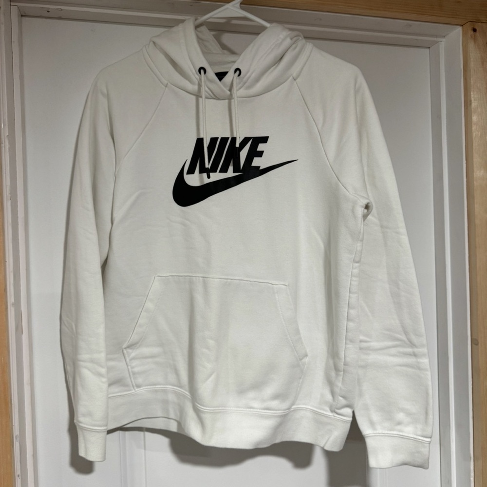 Nike Womens Hoodie in White with Black Logo